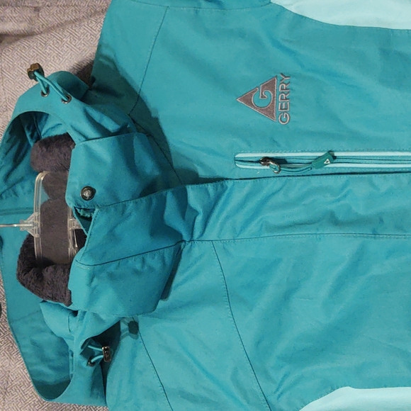 Gerry turquoise color block lined ski jacket shell with detachable hood - XS - Picture 2 of 9